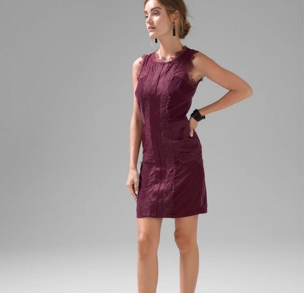 White House Black Market Velvet Lace Sleeveless Dress Size 2